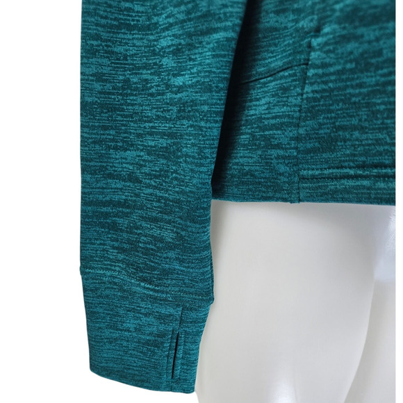 Danskin Now Heathered Green Hooded Fleece Lined Thumb Holes Jacket Women's L - Picture 3 of 5